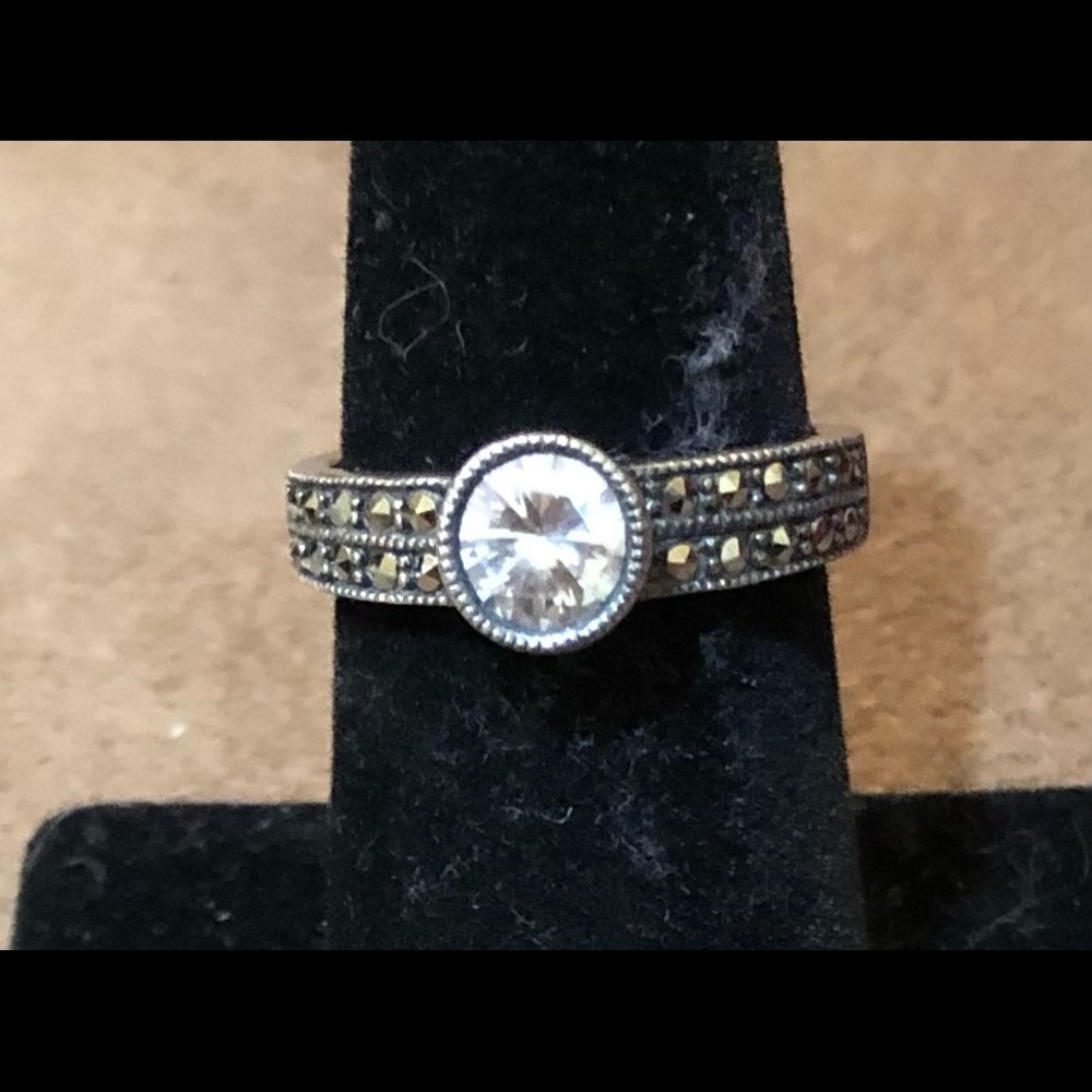 Funky deco sterling ring, size 7